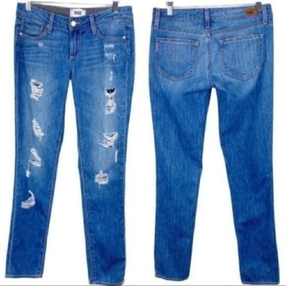 Paige Jimmy Jimmy Skinny Distressed Blue Jeans Size 25